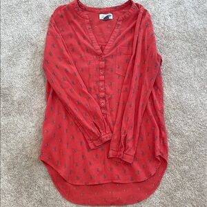 Women's Red Button-Up Tunic